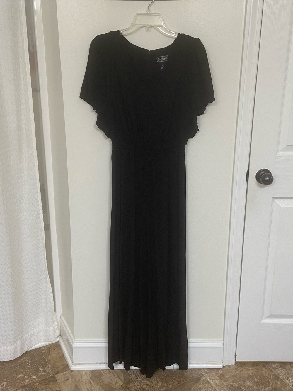 Ivy Street Black Wide Leg Jumpsuit Women’s Large Flutter Sleeve Smocked Waist